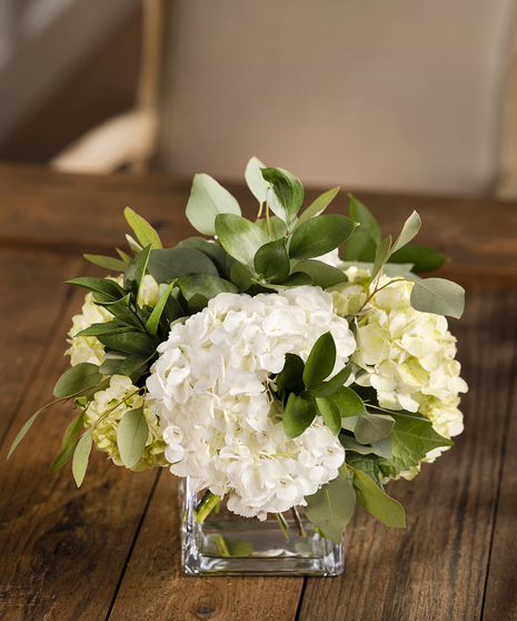 White Hydrangea Garden Table Centerpiece - Small