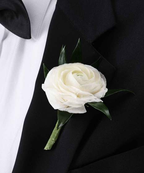 White Ranunculus Boutonniere
