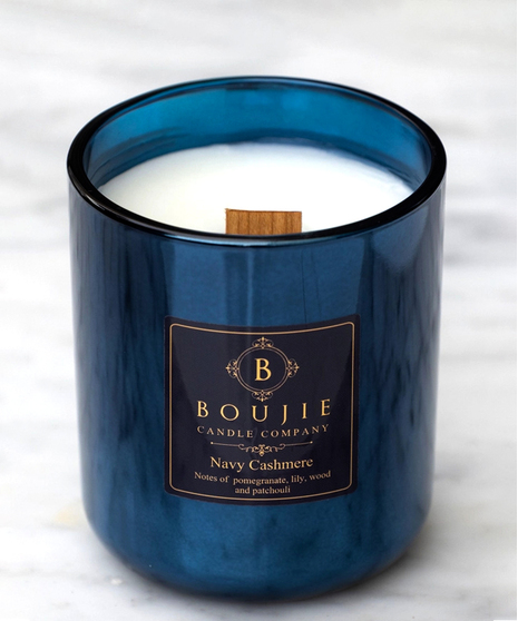 Boujie Navy Cashmere Jar Filled Candle - Large 14oz
