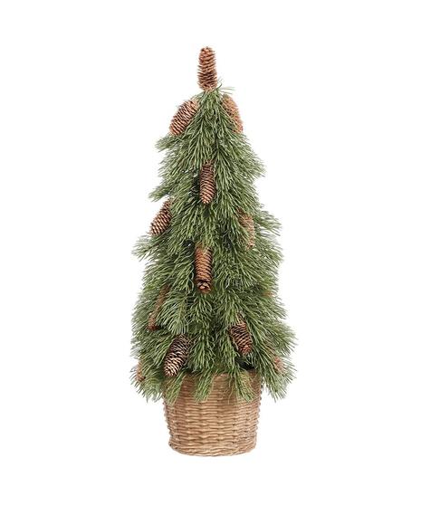 Deluxe Permanent Winter Pine with Pine Cone Topiary - Approx 35