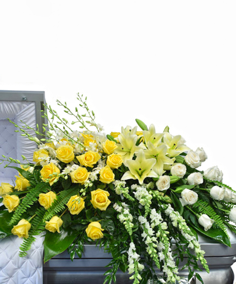 Yellow & White Garden Casket Spray