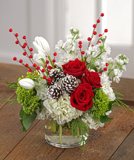 Christmas Flowers, First Snowfall Arrangement, Carithers Flowers Atlanta, Alpharetta, Marietta, Roswell
