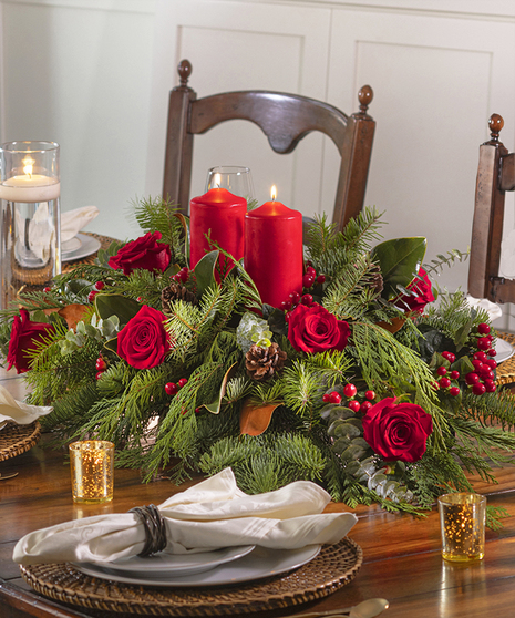 Light the Candles - add Red Christmas roses
