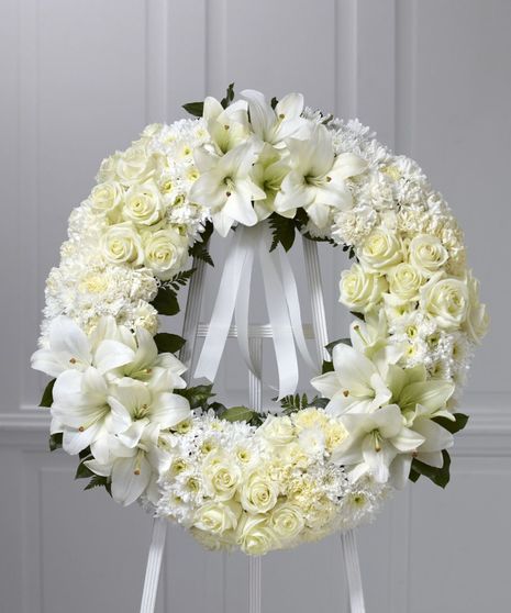 Nature's Elegance White Sympathy Wreath by Carithers Flowers