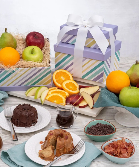 Fresh Fruit and Bundt Cakes Gift Tower