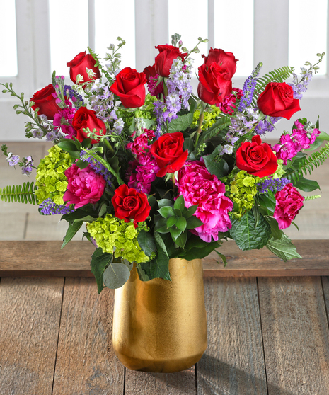 Atlanta Sizzle - Passionate Red Roses & Peonies