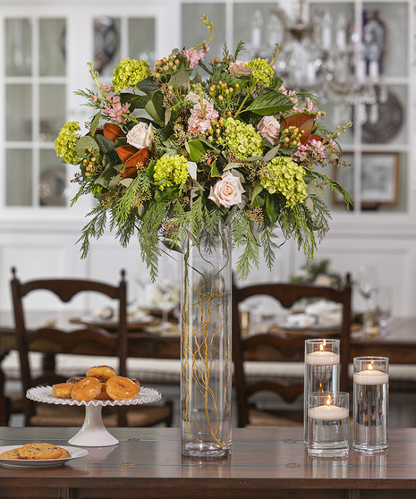 Autumn Blush Buffet - Serving Table Floral Arrangement
