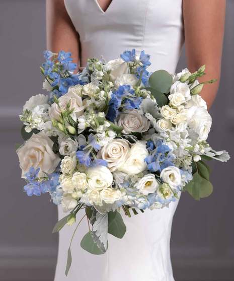 Bridal Bouquet - blue and white garden style bouquet