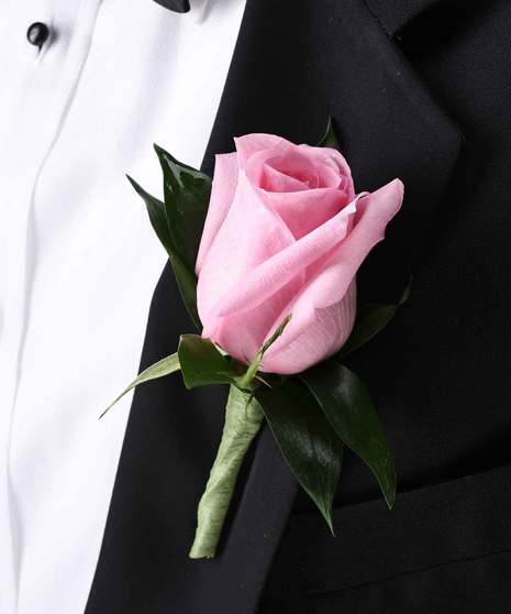 Classic Pink Rose Boutonniere