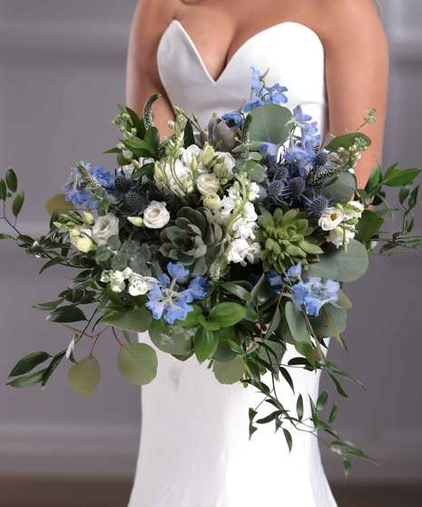 Bridal Bouquet - Blue & White Boho Style