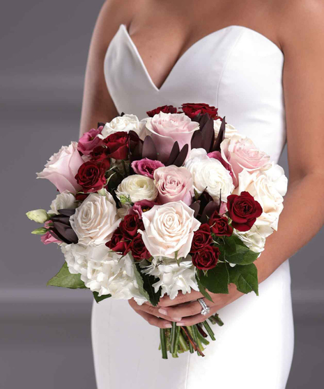 Bridal Bouquet - Burgundy Classic Hand-Tie Bouquet