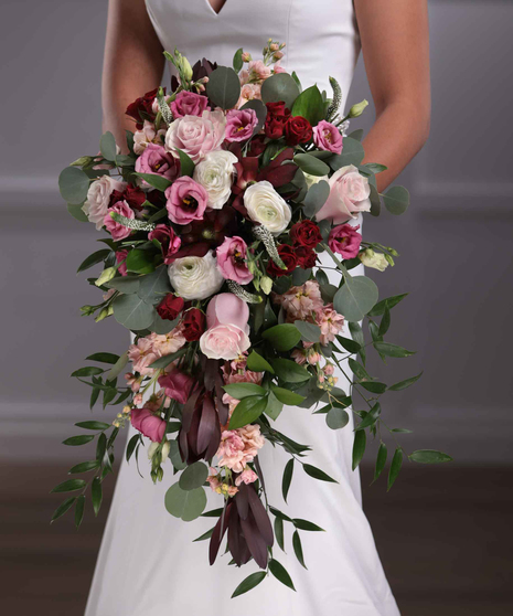 Burgundy Cascade Bridal Bouquet