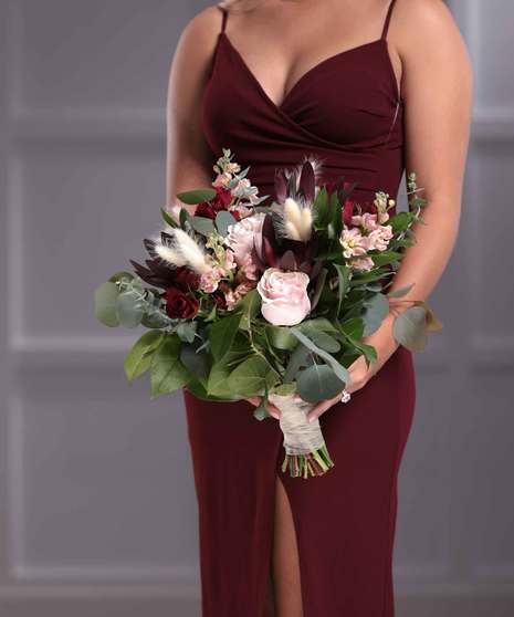 Bridesmaid Burgundy Boho Style Bouquet