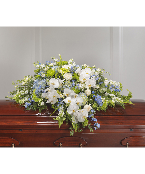 Blue & White Garden Casket Cover