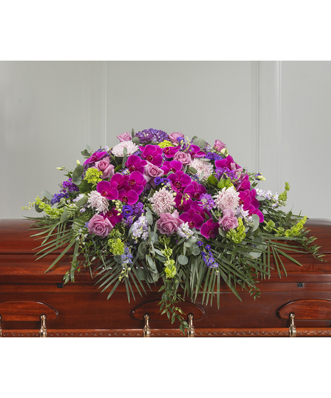 Purple and Lavender Garden Sympathy Casket Spray