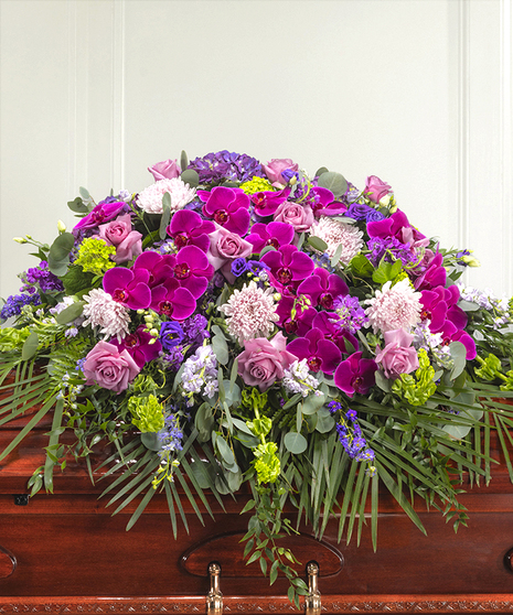 Purple and Lavender Garden Sympathy Casket Spray
