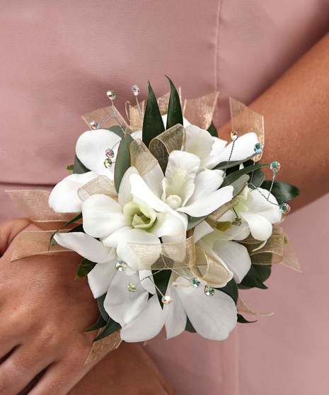 White Sweetheart Rose Wrist Corsage By Carithers Flowers