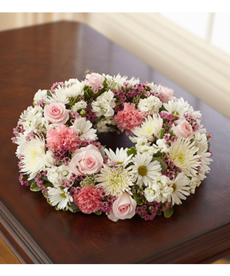 Pink & White Cremation Wreath