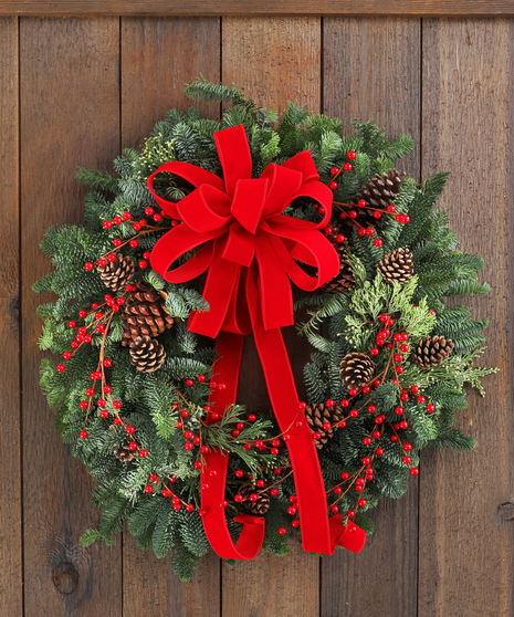 Decorated Fresh Holiday Wreath