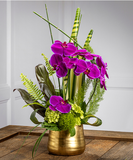 Exotic Inspiration featuring exotic purple orchids and lush tropical foliage