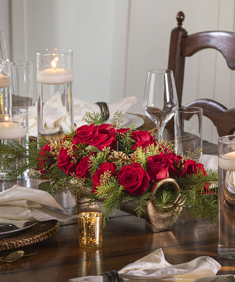 Festive Roses Gold Tray - Individual