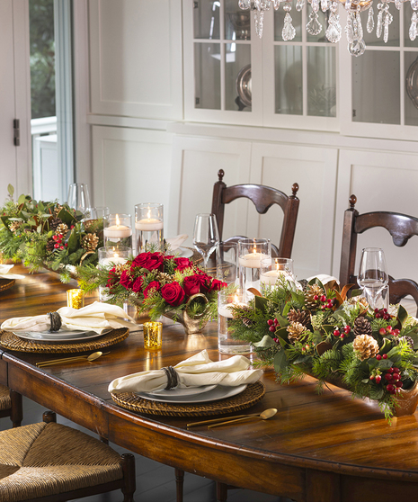 Full Table Trio - (2 Woodlands & 1 Festive Roses)