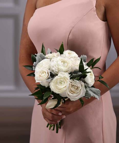 White Garden Roses & Ranunculus Nosegay