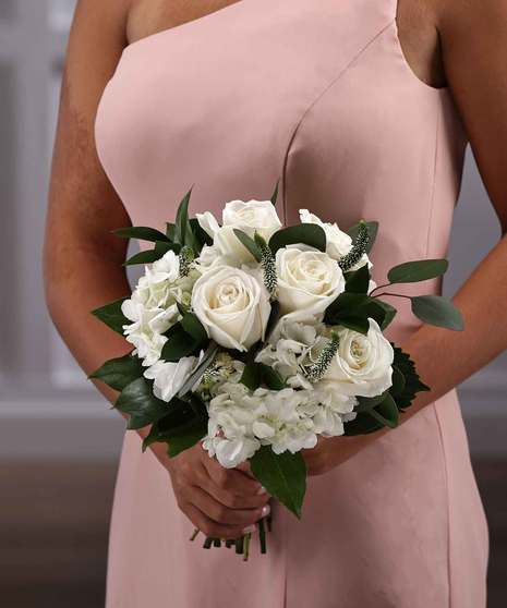 White Roses & Hydrangea Garden Style Nosegay