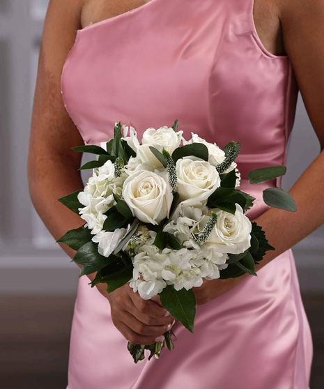 White Roses & Hydrangea Garden Style Nosegay