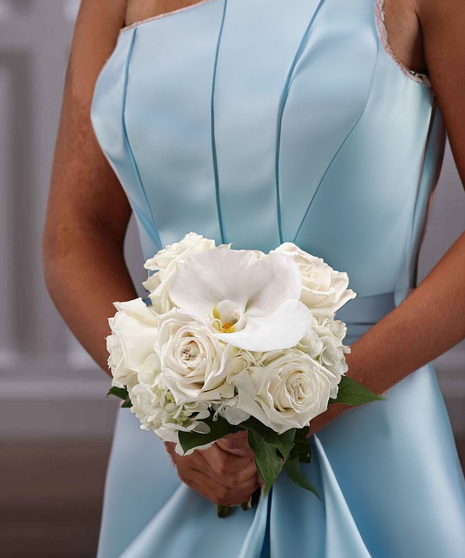White Classic Roses & Orchid Nosegay