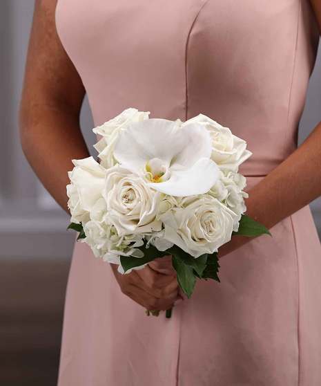 White Classic Roses & Orchid Nosegay