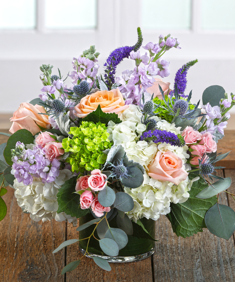 hydrangea and garden rose bouquet