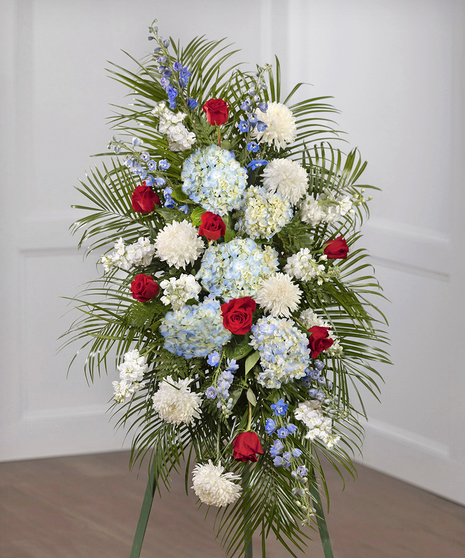 Patriot Garden Sympathy Spray on Standing Easel