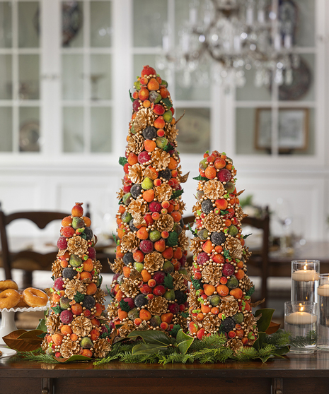 Artisan Holiday Fruit Topiary Trees - Artificial