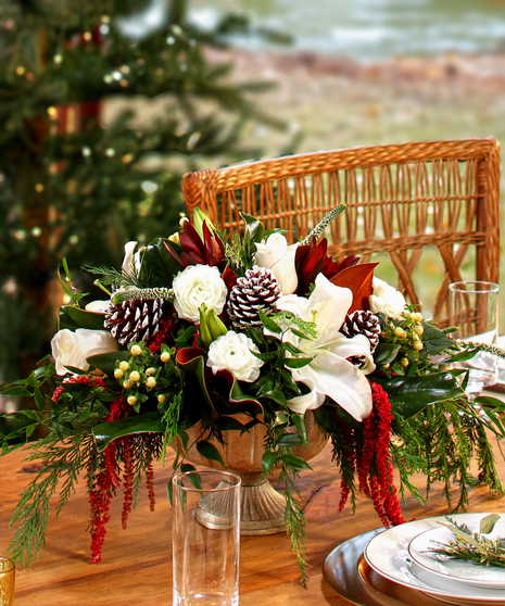 Magnolia and Pine Christmas Centerpiece