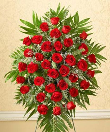Three Dozen Rose Spray on Easel