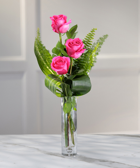 Deluxe Hot Pink Rose Budvase