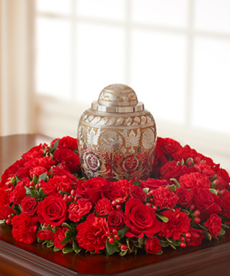 The Cremation Table Wreath in Red