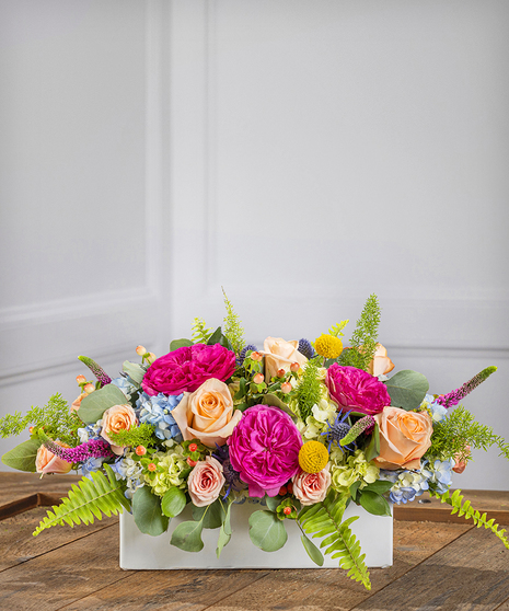 Pastel Garden Table Centerpiece - Long & Low Design Style