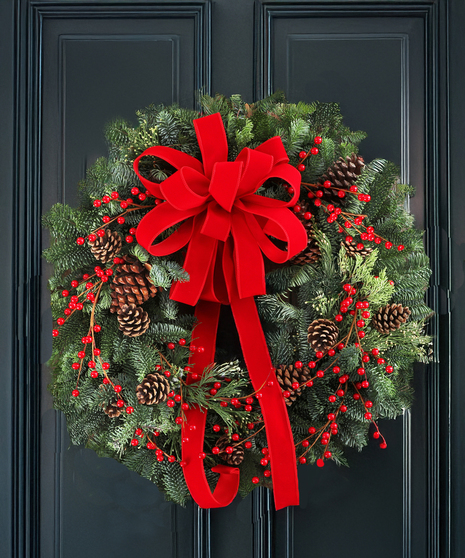 Decorated Fresh Holiday Wreath