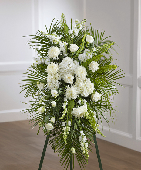 Sympathy Standing Floral Spray of White Garden  Flowers