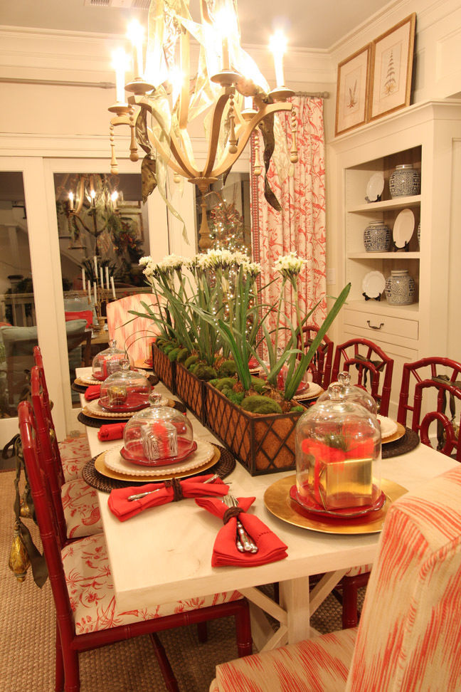 Dining Room decorated for the Christmas Holidays by Carithers Flowers